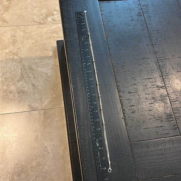 Silver Necklace Signed Dainty Multichain Rhinestone - Picture 7 of 8